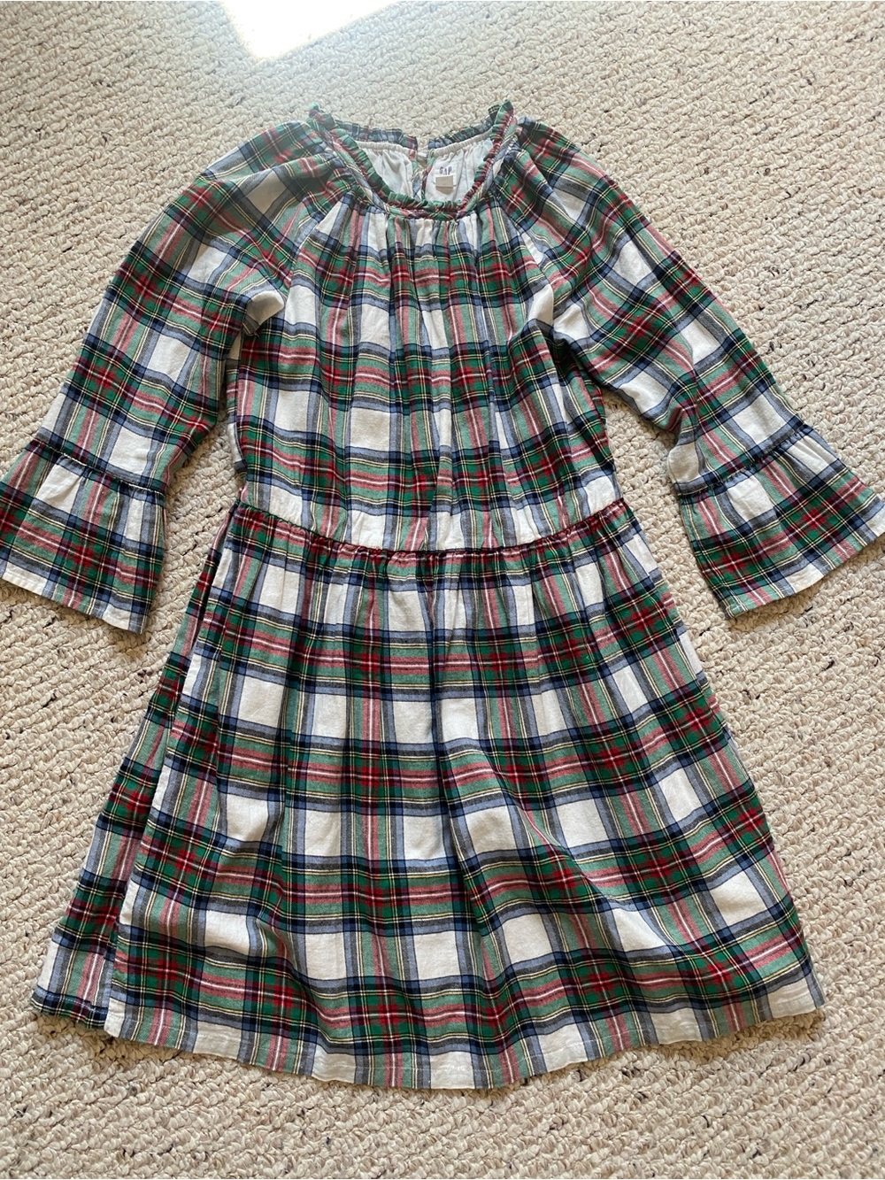 GAP Girls Plaid Dress - Green Red White